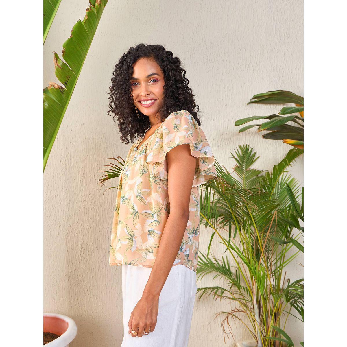 بلوزة مطبعة بزهور مع ياقة بشكل قلب ساسافراس × ستايلي-women-clothing-shirtsandblouses-blouses-image-3