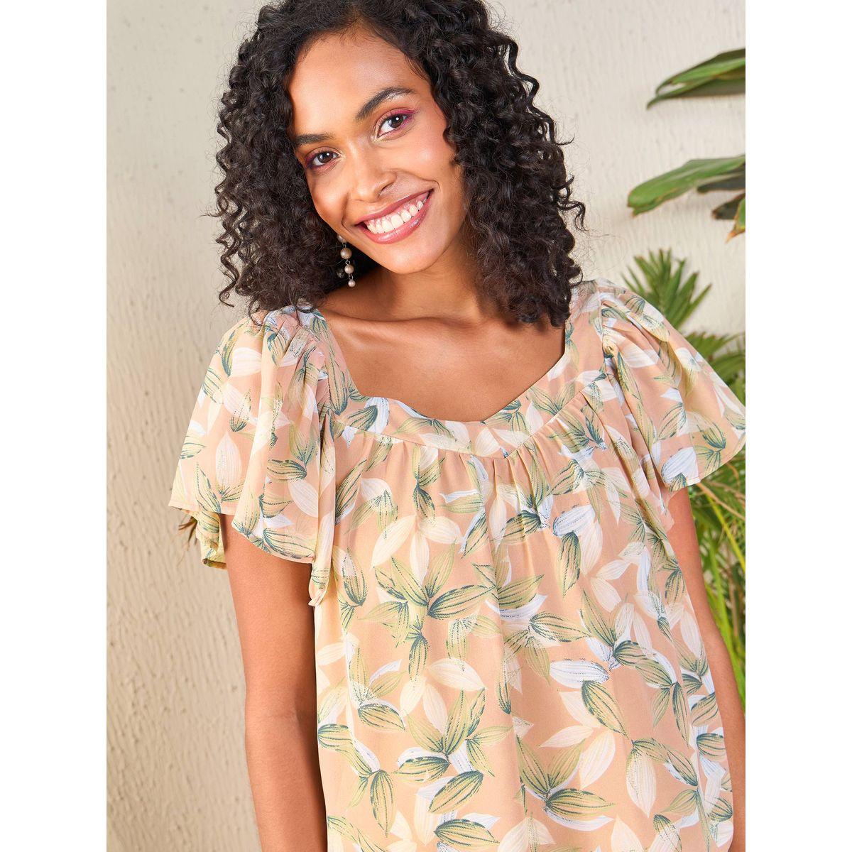 بلوزة مطبعة بزهور مع ياقة بشكل قلب ساسافراس × ستايلي-women-clothing-shirtsandblouses-blouses-image-4