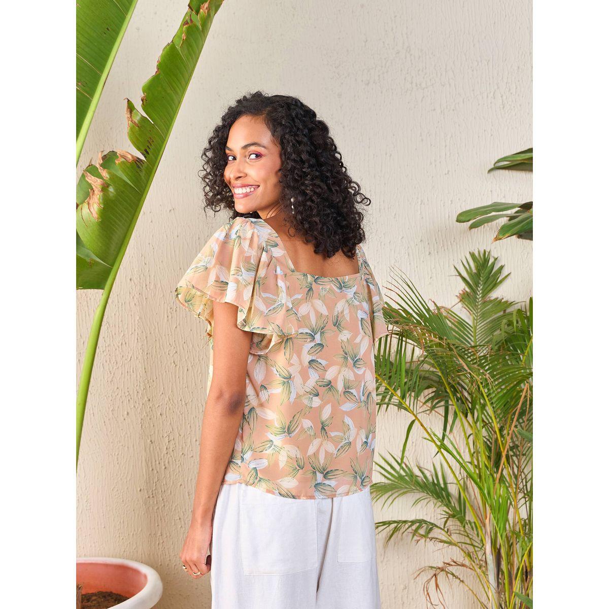 بلوزة مطبعة بزهور مع ياقة بشكل قلب ساسافراس × ستايلي-women-clothing-shirtsandblouses-blouses-image-5