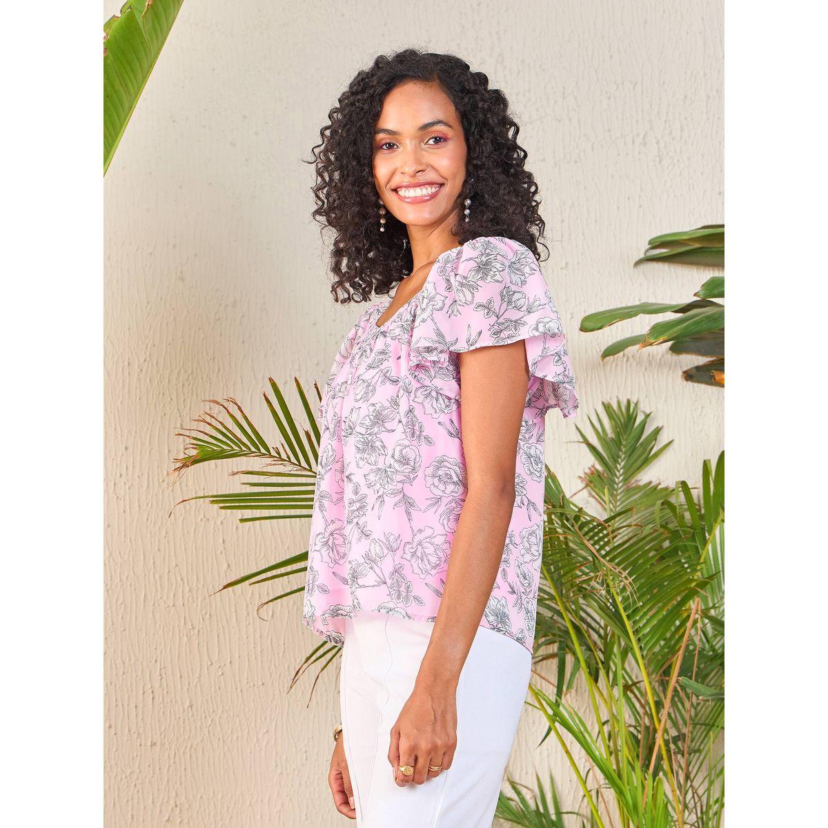 بلوزة مطبعة بزهور مع ياقة بشكل قلب ساسافراس × ستايلي-women-clothing-shirtsandblouses-blouses-image-3