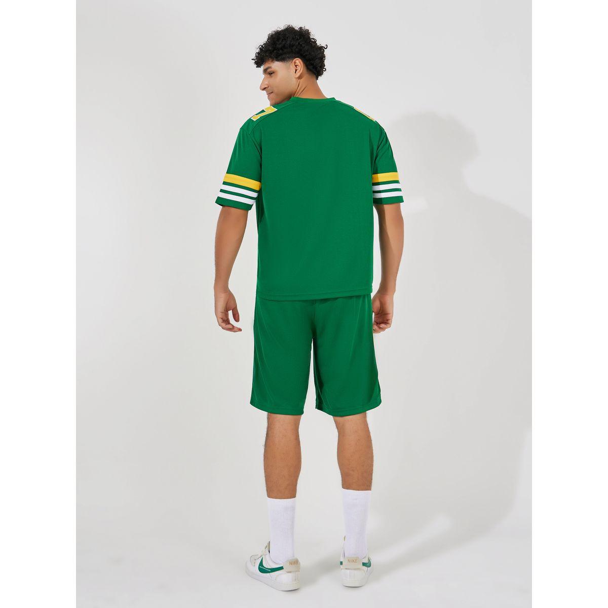 Styli Printed Oversized Varsity V Neck T-Shirt & Shorts Co-Ords-men-clothing-coordsets-image-4