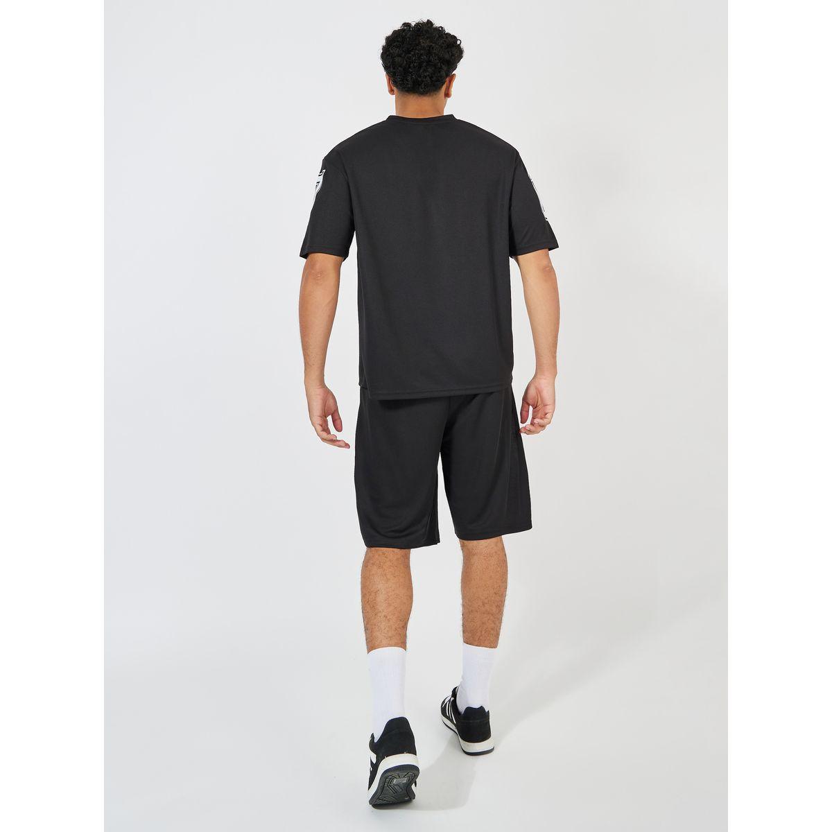 Styli Printed Oversized Varsity V Neck T-Shirt & Shorts Co-Ords-men-clothing-coordsets-image-5