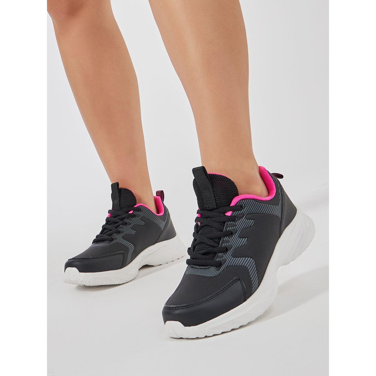 Styli Contrast Panel Lace Up Sneakers-women-shoes-sneakers-image-1