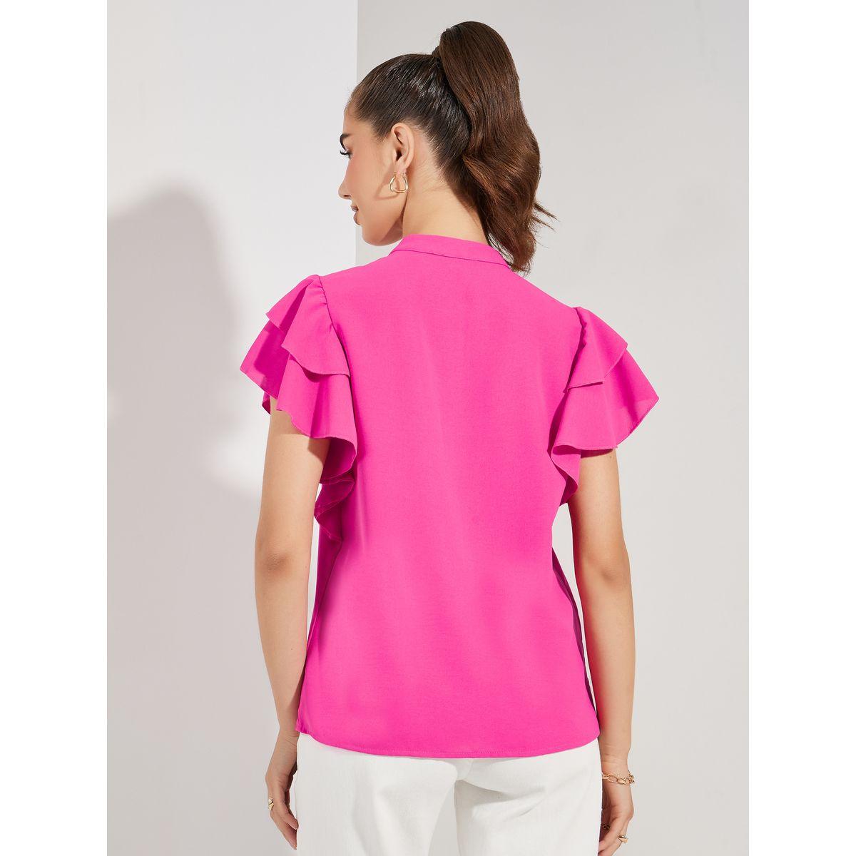 Styli Solid Ruffled Sleeves Regular Fit Blouse-women-clothing-shirtsandblouses-blouses-image-5