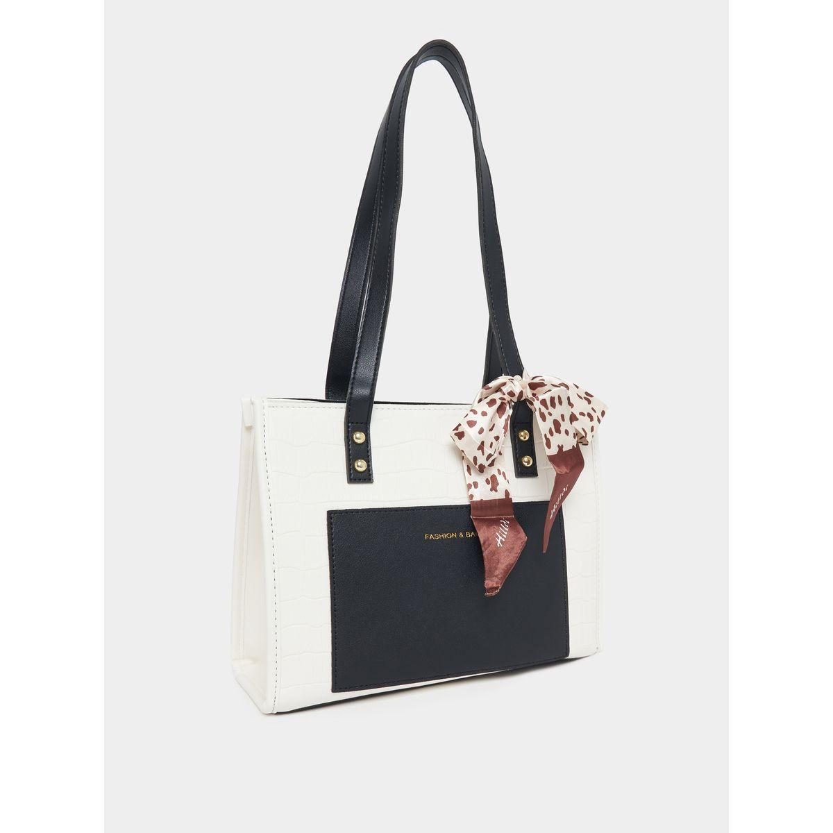 شنطة بنمط كتل الالوان مع ربطة ريبون-women-bagsandwallets-handbags-image-1
