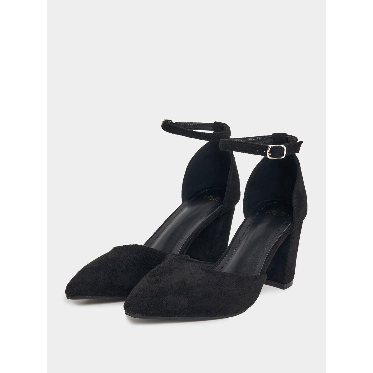 حذاء بامب سادة بكعب سميك واربطة كاحل-women-shoes-heels-image-3