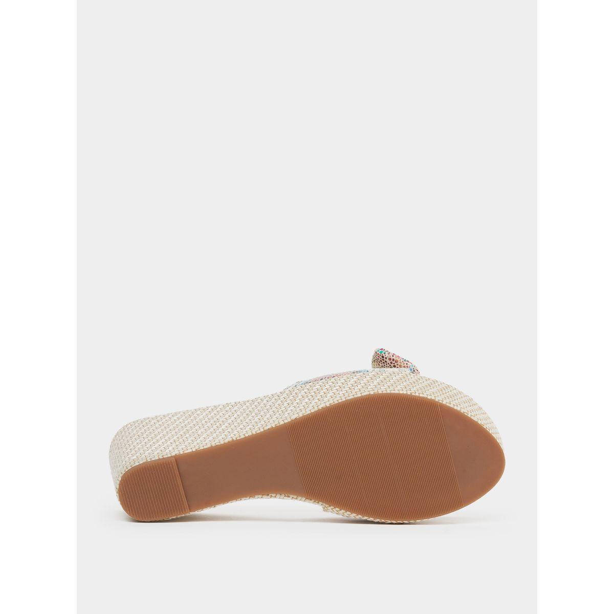 Styli Printed Bow Design Wedge Sandals-women-shoes-heels-image-6