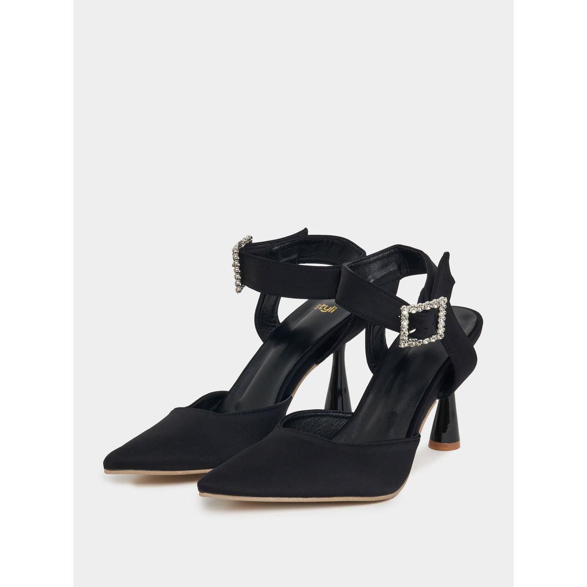 Styli Embellished Ankle Strap Pointed Toe Pumps-women-shoes-heels-image-2