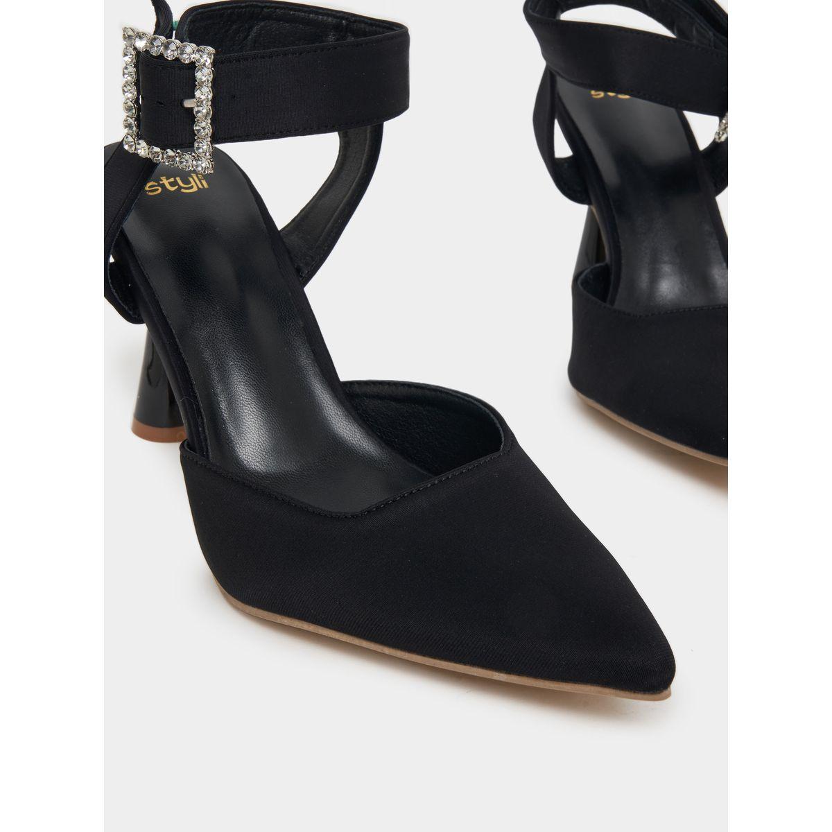 Styli Embellished Ankle Strap Pointed Toe Pumps-women-shoes-heels-image-3