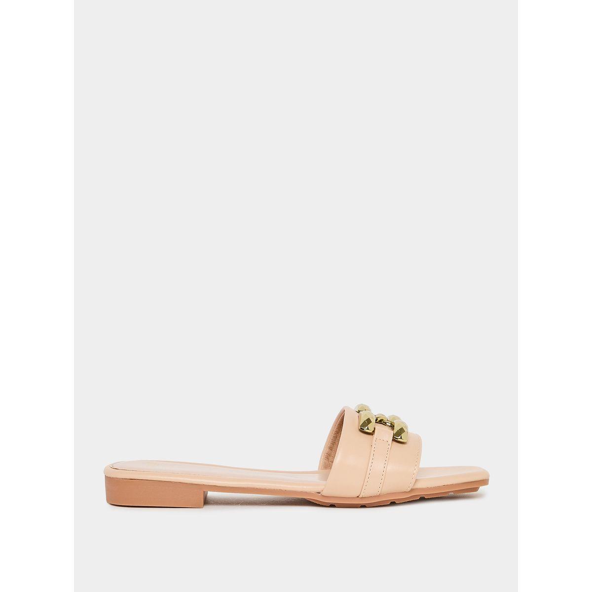 صندل فلات بمقدمة مفتوحة مع حلية بنمط إبزيم-women-shoes-sandals-flats-image-1