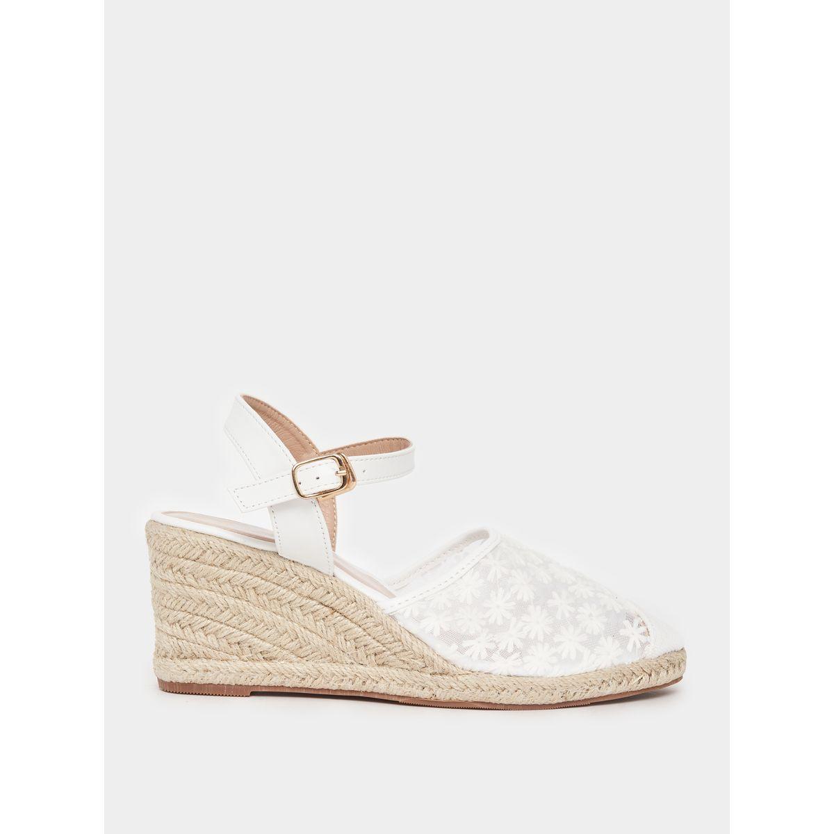 Styli Embroidered Design Ankle Strap Wedge Sandals-women-shoes-heels-image-1
