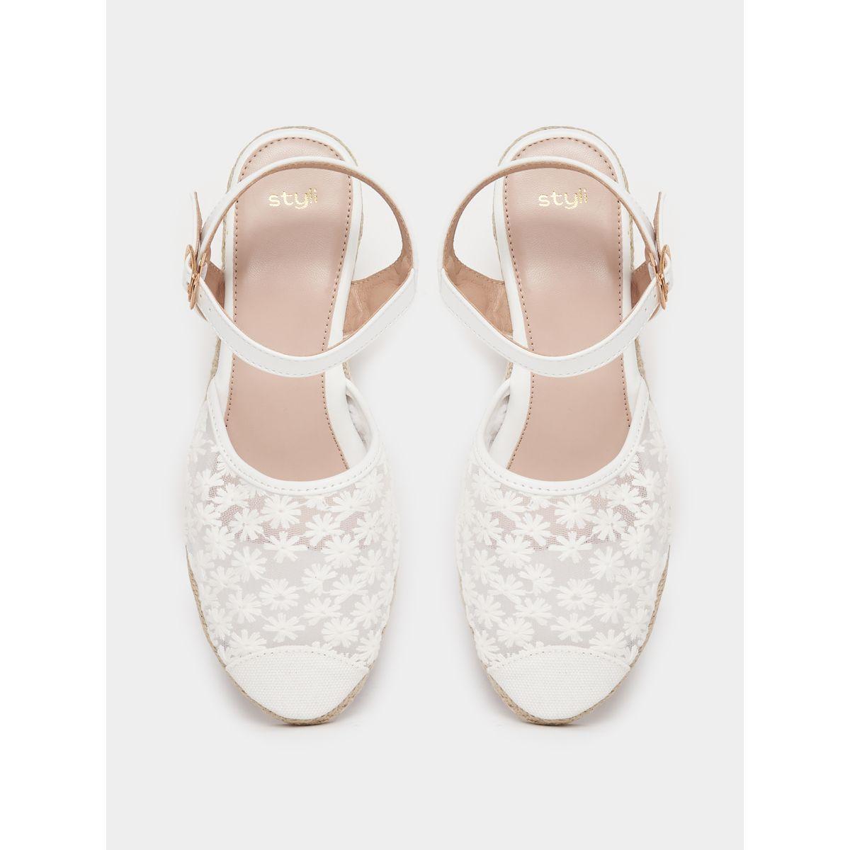 Styli Embroidered Design Ankle Strap Wedge Sandals-women-shoes-heels-image-5