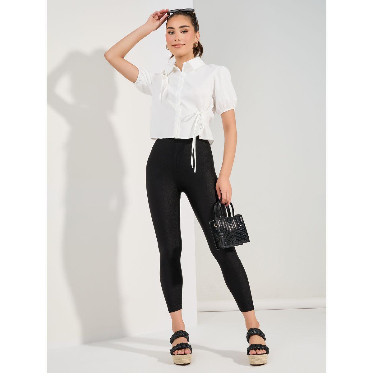 Styli Elastic Waistband Crop Length Leggings-women-clothing-bottoms-leggings-image-2