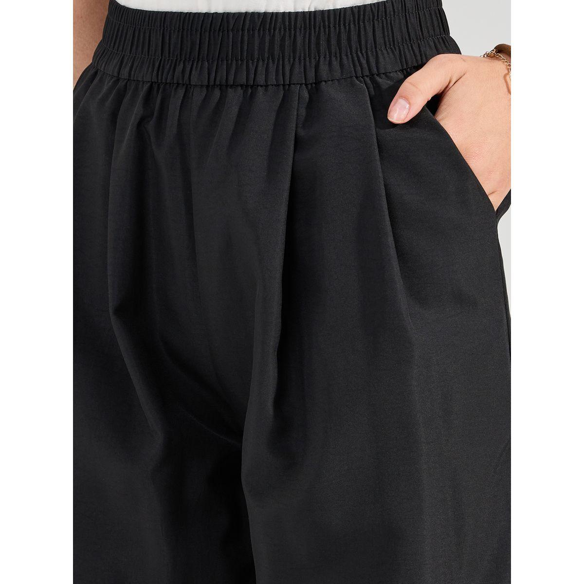 بنطال سادة بارجل واسعة وخصر مطاطي-women-clothing-bottoms-trousers-image-3