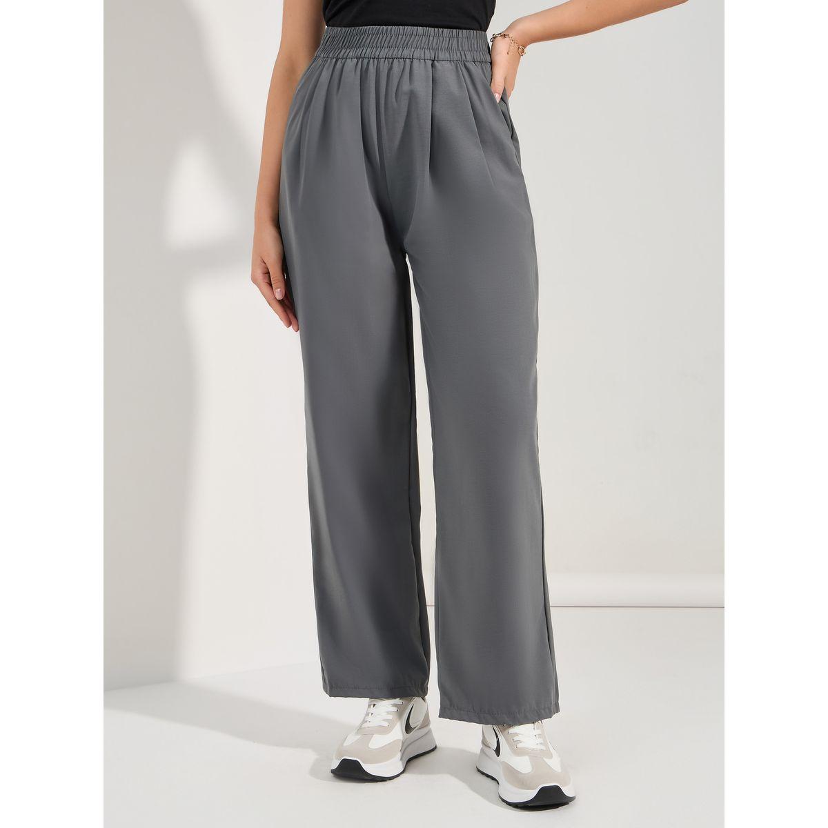 Styli Solid Elastic Waistband Wide Leg Pants-women-clothing-bottoms-trousers-image-1
