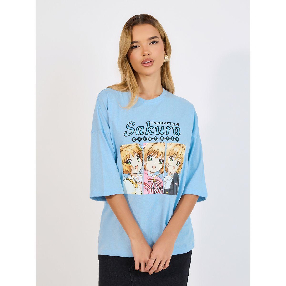 Styli Sakura Graphic Print Oversized T-Shirt with Dropped Shoulder-women-clothing-tshirts-image-1