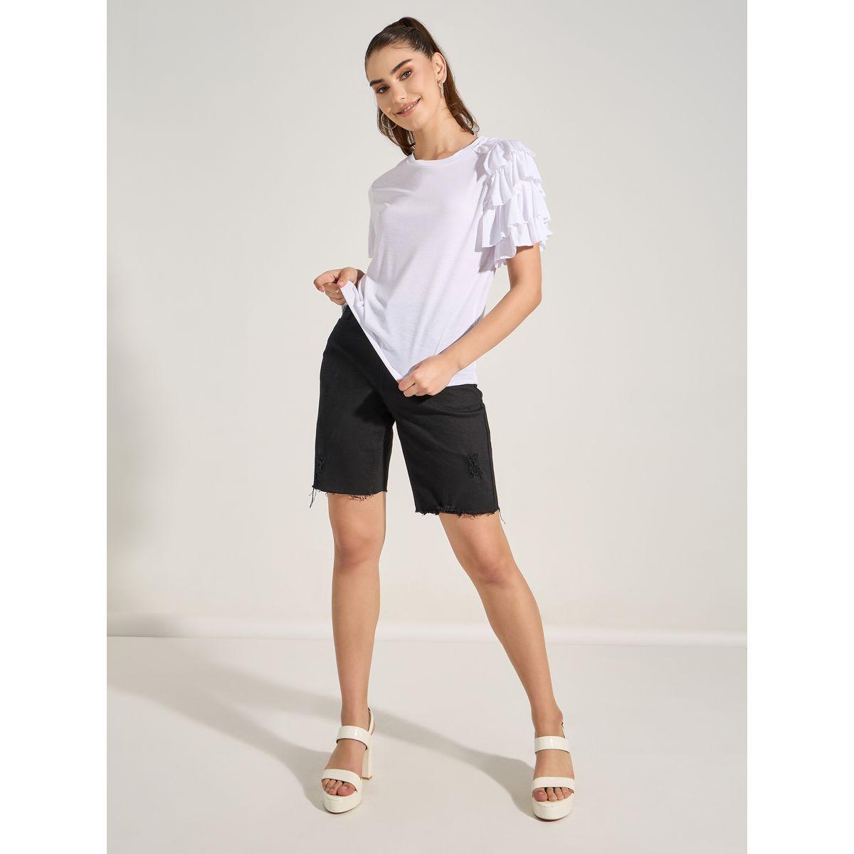 Styli Solid Asymmetrical Ruffle Trim Top-women-clothing-shirtsandblouses-blouses-image-2