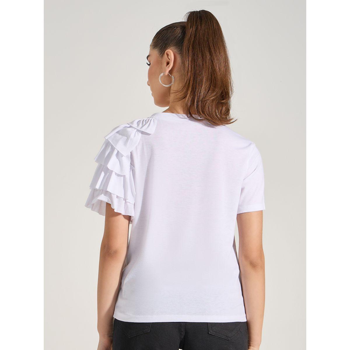 Styli Solid Asymmetrical Ruffle Trim Top-women-clothing-shirtsandblouses-blouses-image-5