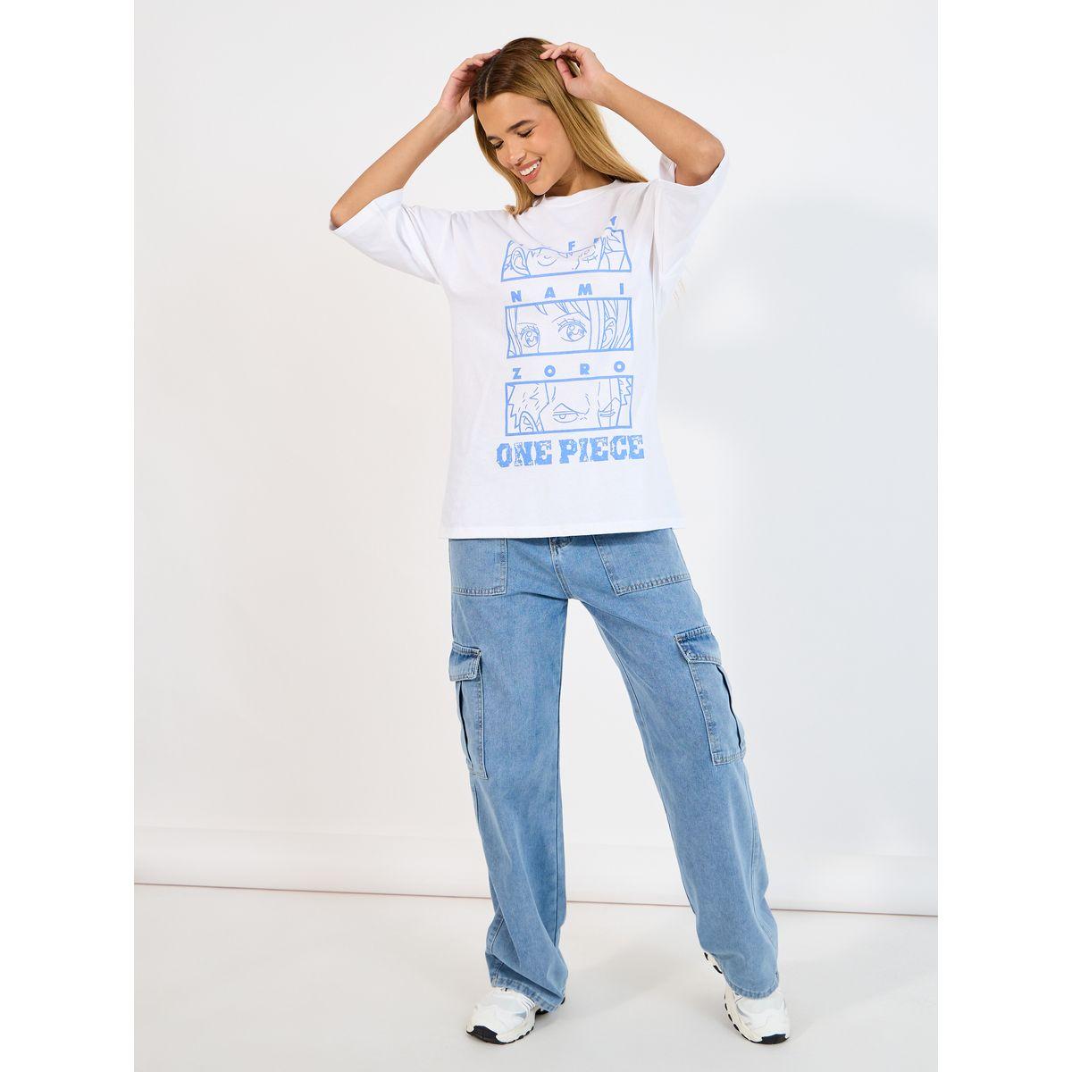 تيشيرت فضفاض بطبعة جرافيك وأكتاف منخفضة-women-clothing-tshirts-image-2