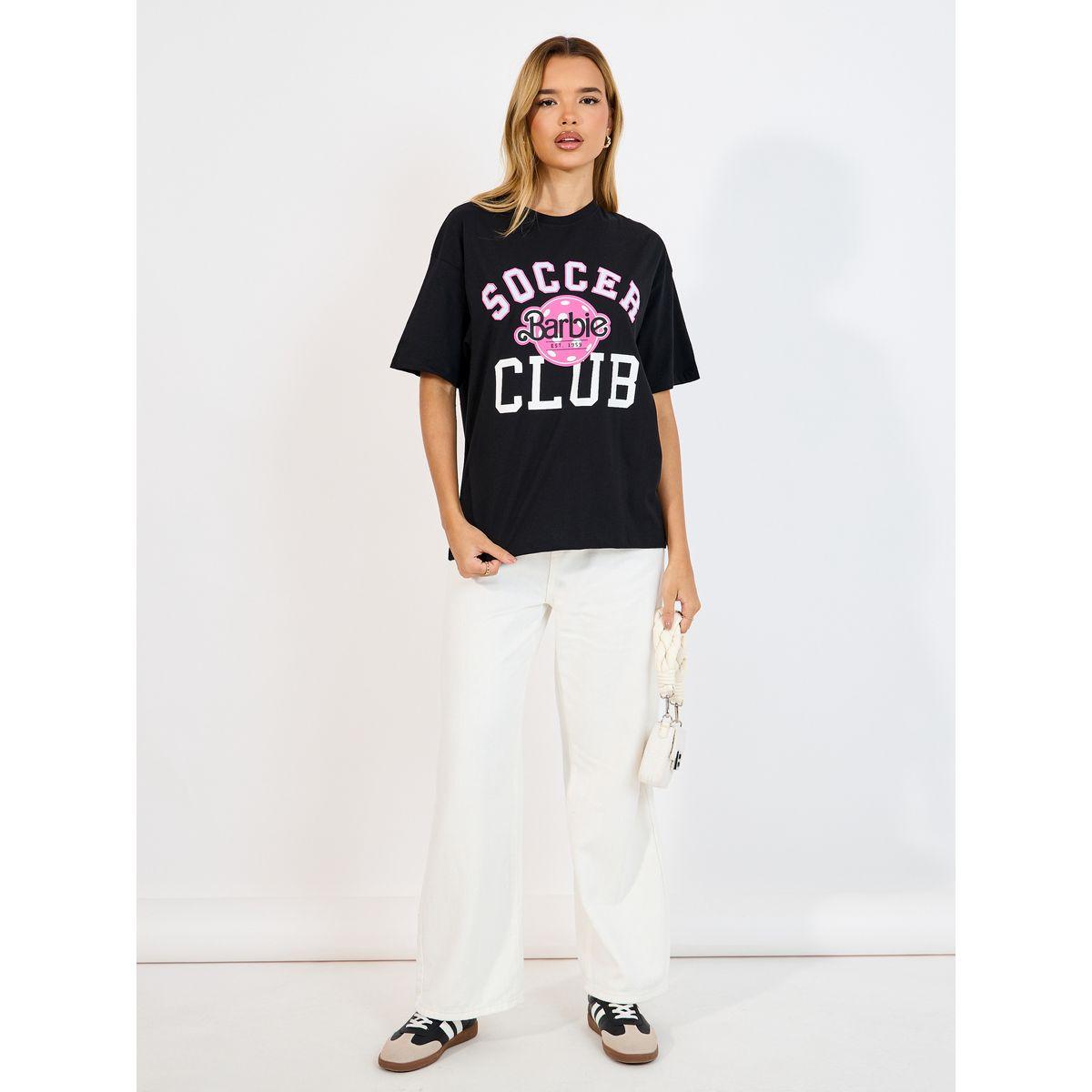 Styli Barbie Soccer Club Graphic Print Oversized T-Shirt-women-clothing-tshirts-image-2