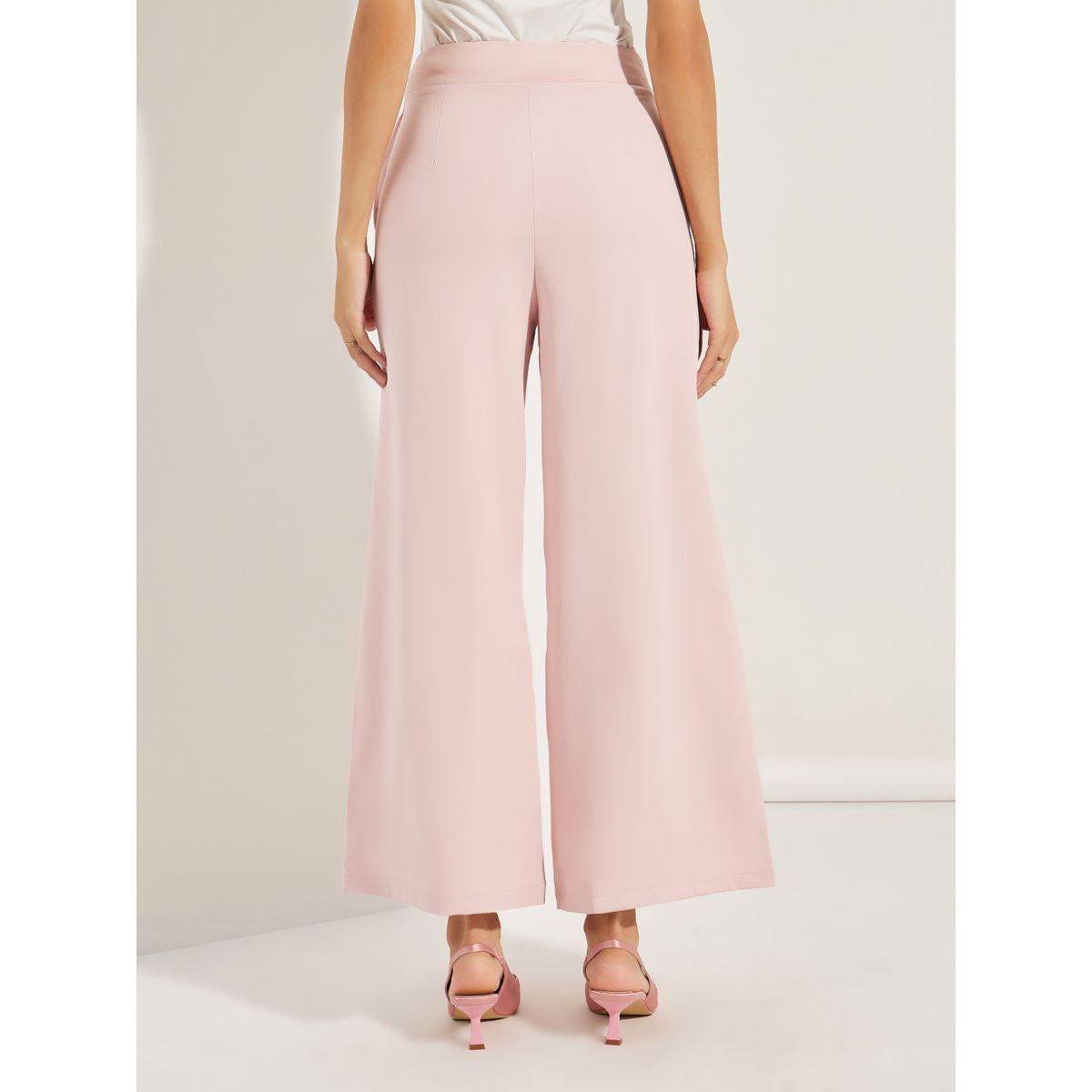 Styli Solid Wide Leg Pants with Side Pocket-women-clothing-bottoms-trousers-image-4
