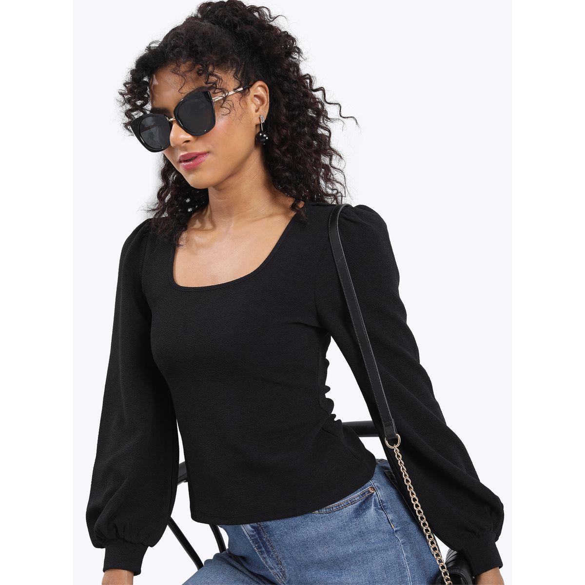 بلوزة بتفاصيل بارزة الملمس مع اكمام منفوخة كيتش × ستايلي-women-clothing-shirtsandblouses-blouses-image-4
