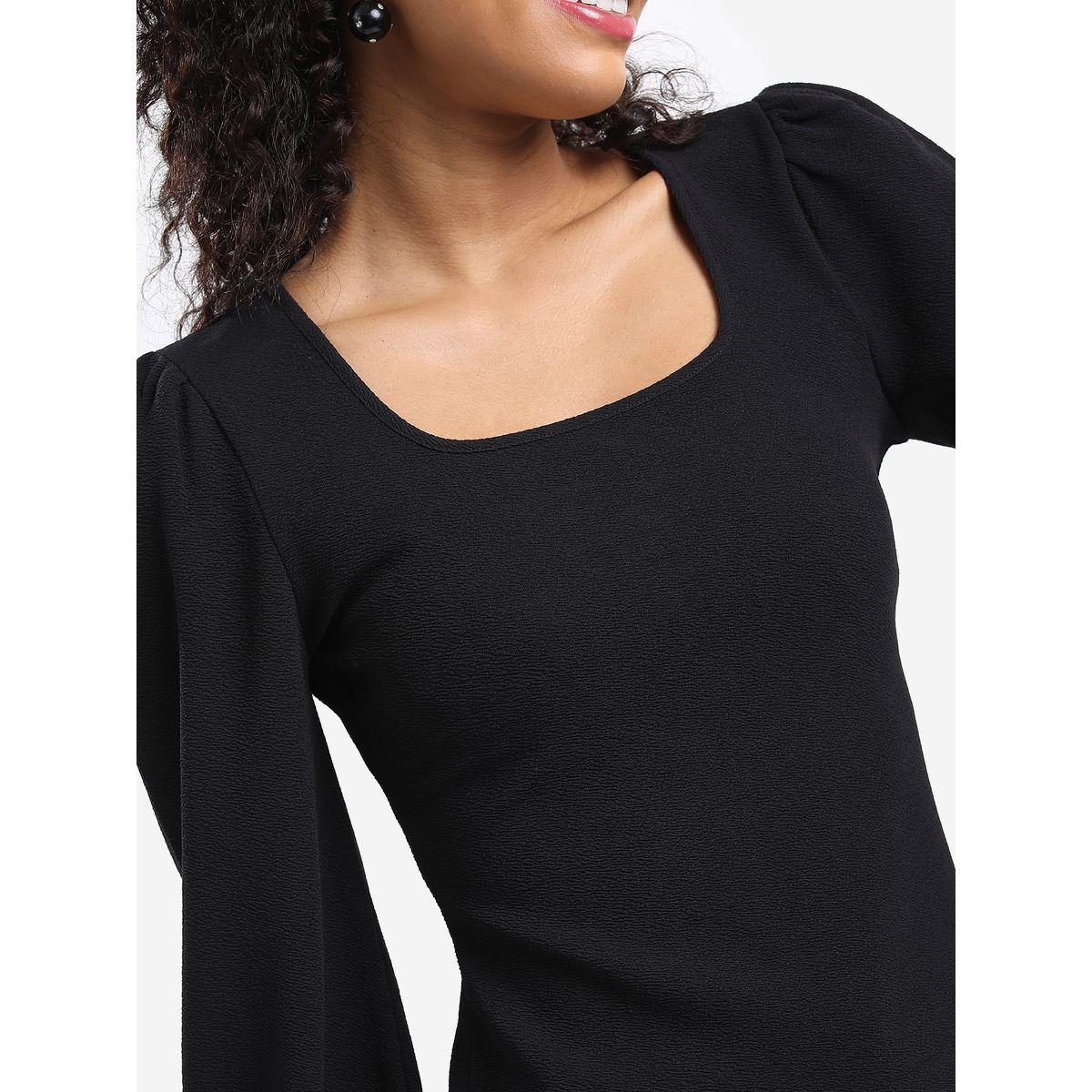 Ketch X Styli  Textured Square Neck Top with Puff Sleeves-women-clothing-shirtsandblouses-blouses-image-5
