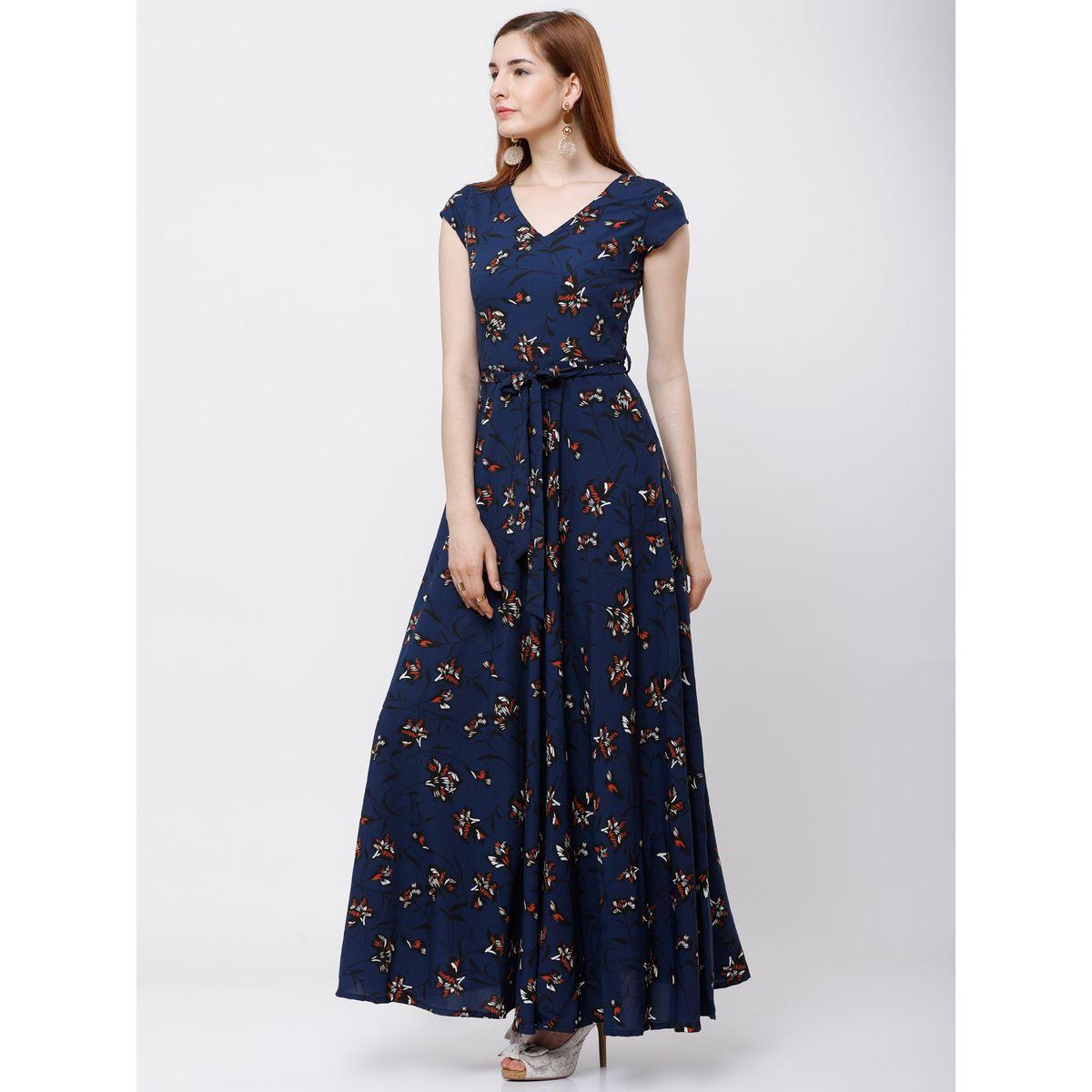 Tokyo Talkies X Styli  Floral Print A-Line Maxi Dress with Cap Sleeves-women-clothing-dresses-image-1