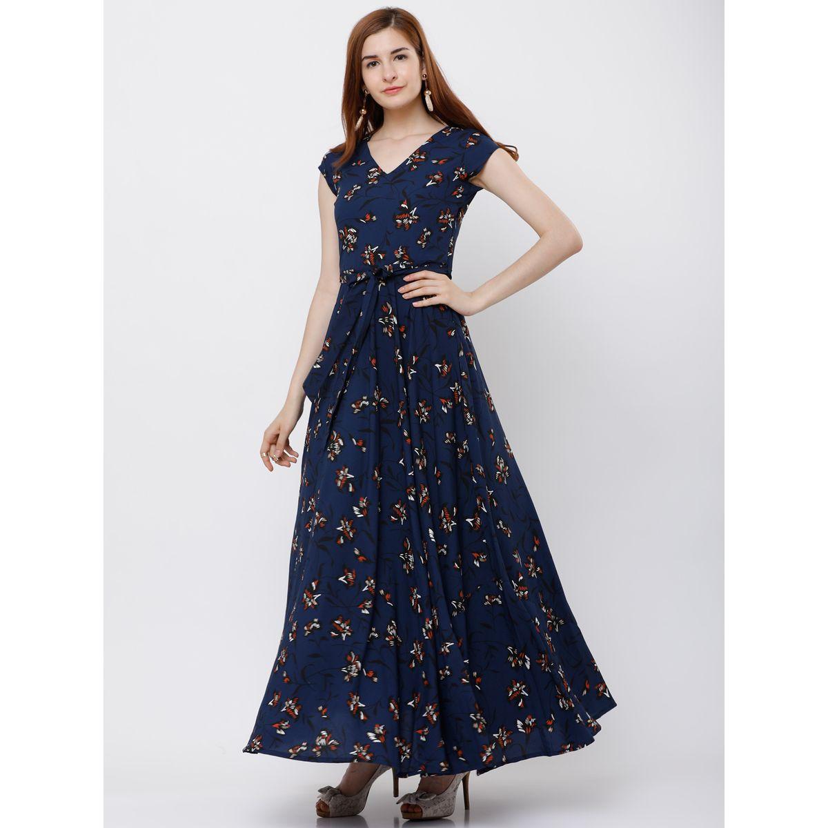 Tokyo Talkies X Styli  Floral Print A-Line Maxi Dress with Cap Sleeves-women-clothing-dresses-image-2
