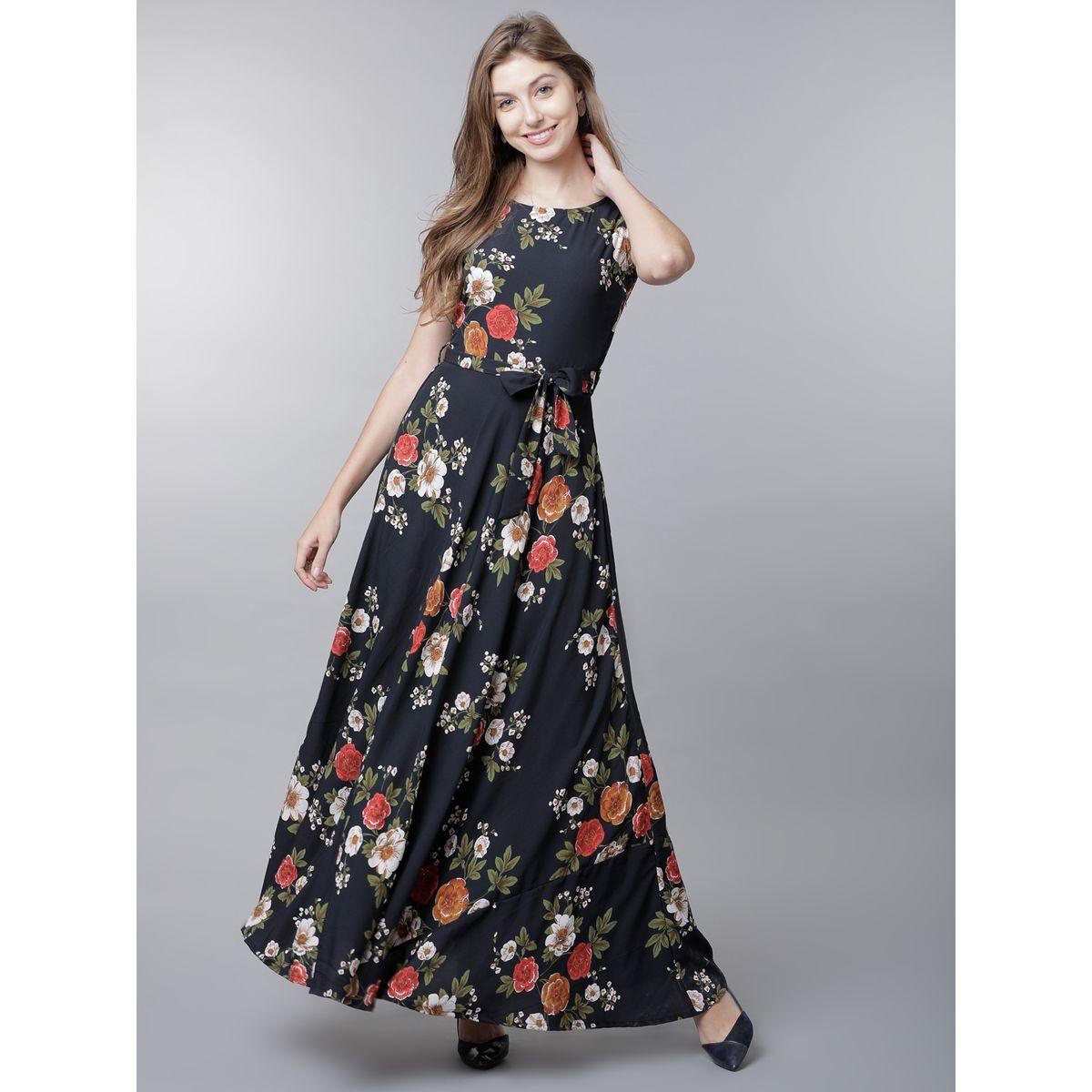 فستان طويل بلا اكمام مع طبعة زهور طوكيو توكيز × ستايلي-women-clothing-dresses-image-1