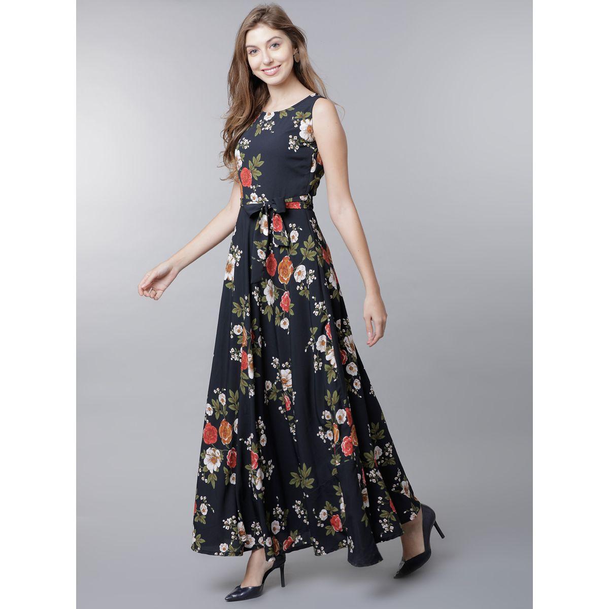 فستان طويل بلا اكمام مع طبعة زهور طوكيو توكيز × ستايلي-women-clothing-dresses-image-2