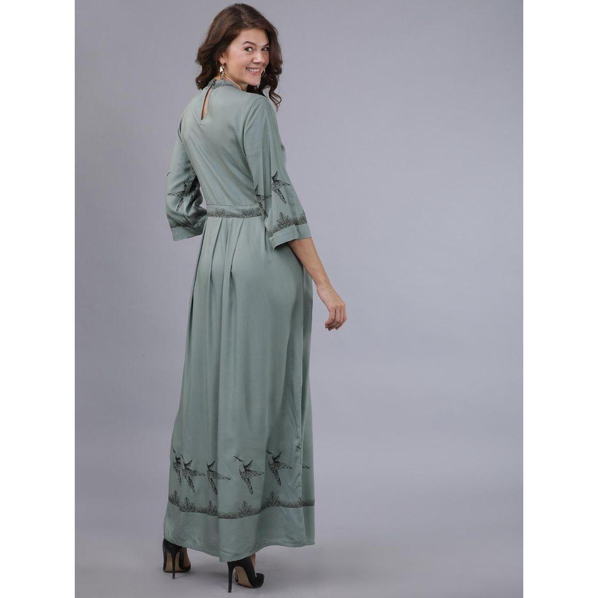 فستان طويل بياقة عالية وكسرات طوكيو توكيز × ستايلي-women-clothing-dresses-image-2