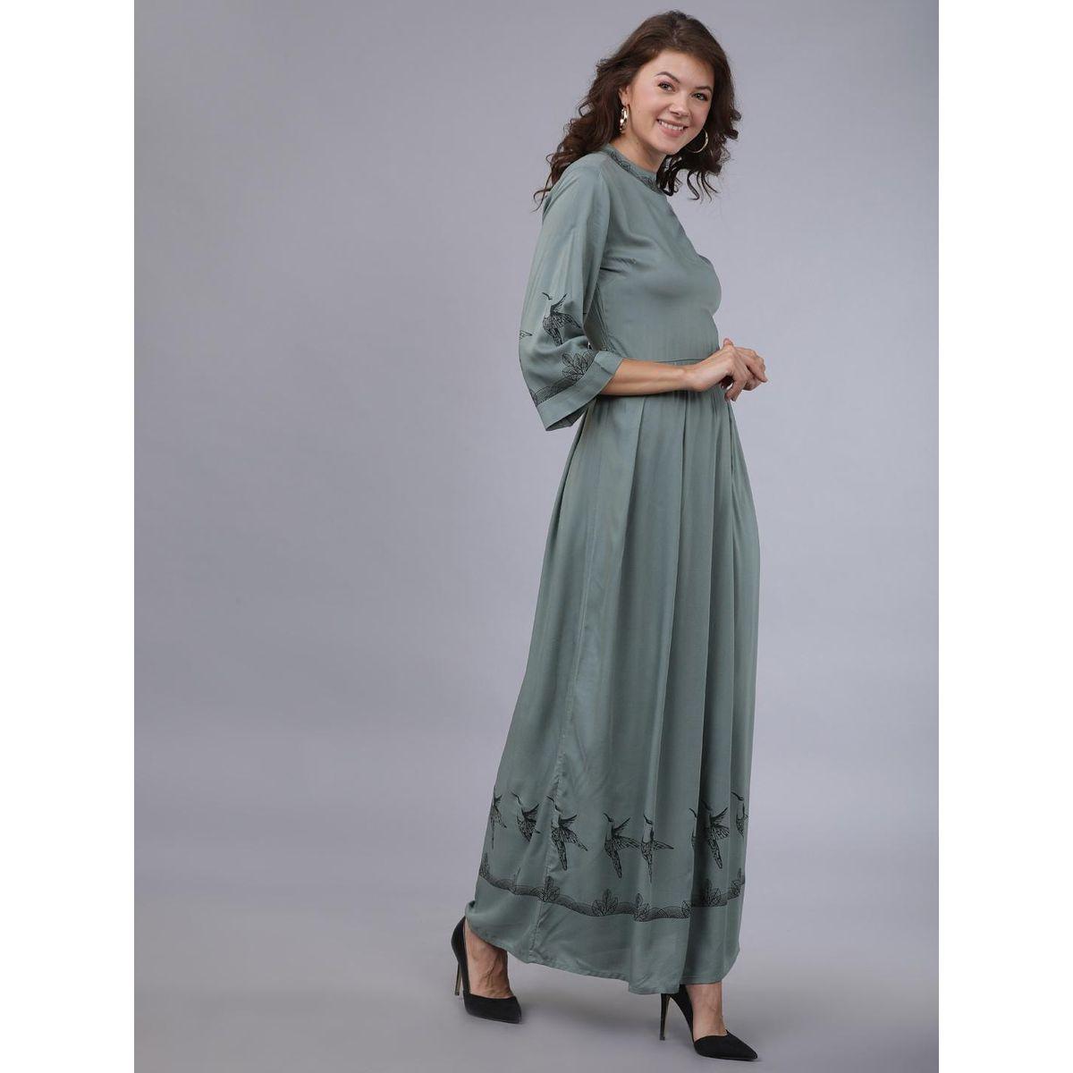 فستان طويل بياقة عالية وكسرات طوكيو توكيز × ستايلي-women-clothing-dresses-image-3