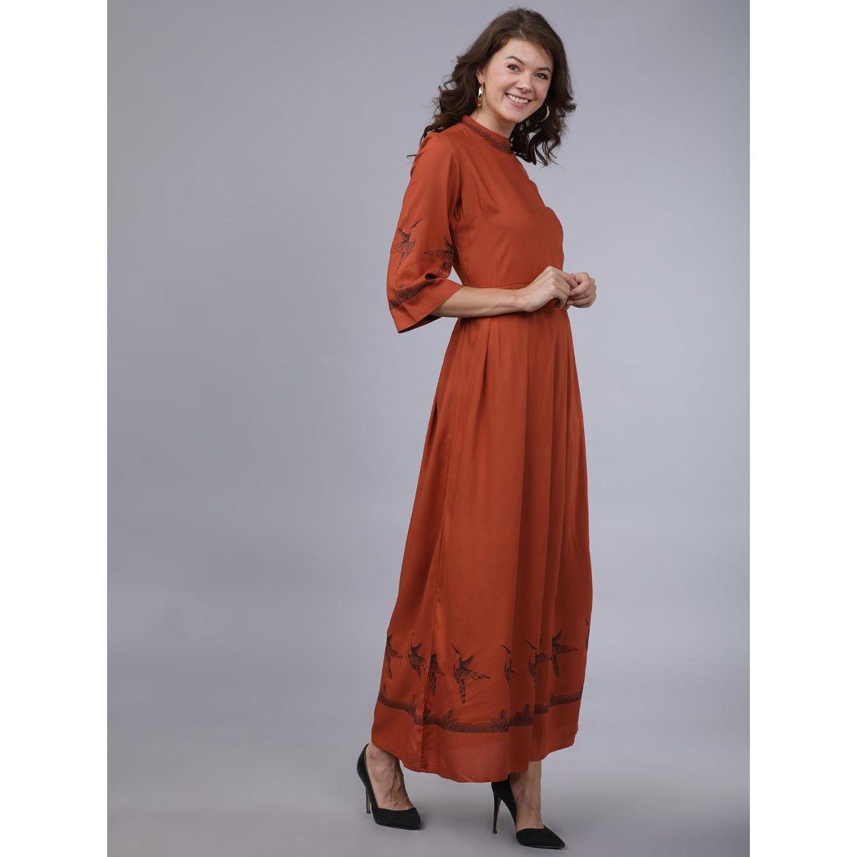 Tokyo Talkies X Styli  High Neck Maxi Dress with Box Pleat Detail-women-clothing-dresses-image-3