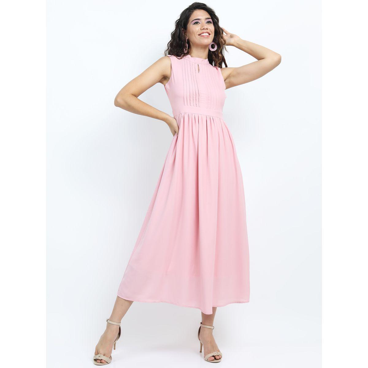 فستان ميدي بياقة عالية وتفاصيل محزوزة طوكيو توكيز × ستايلي-women-clothing-dresses-image-1