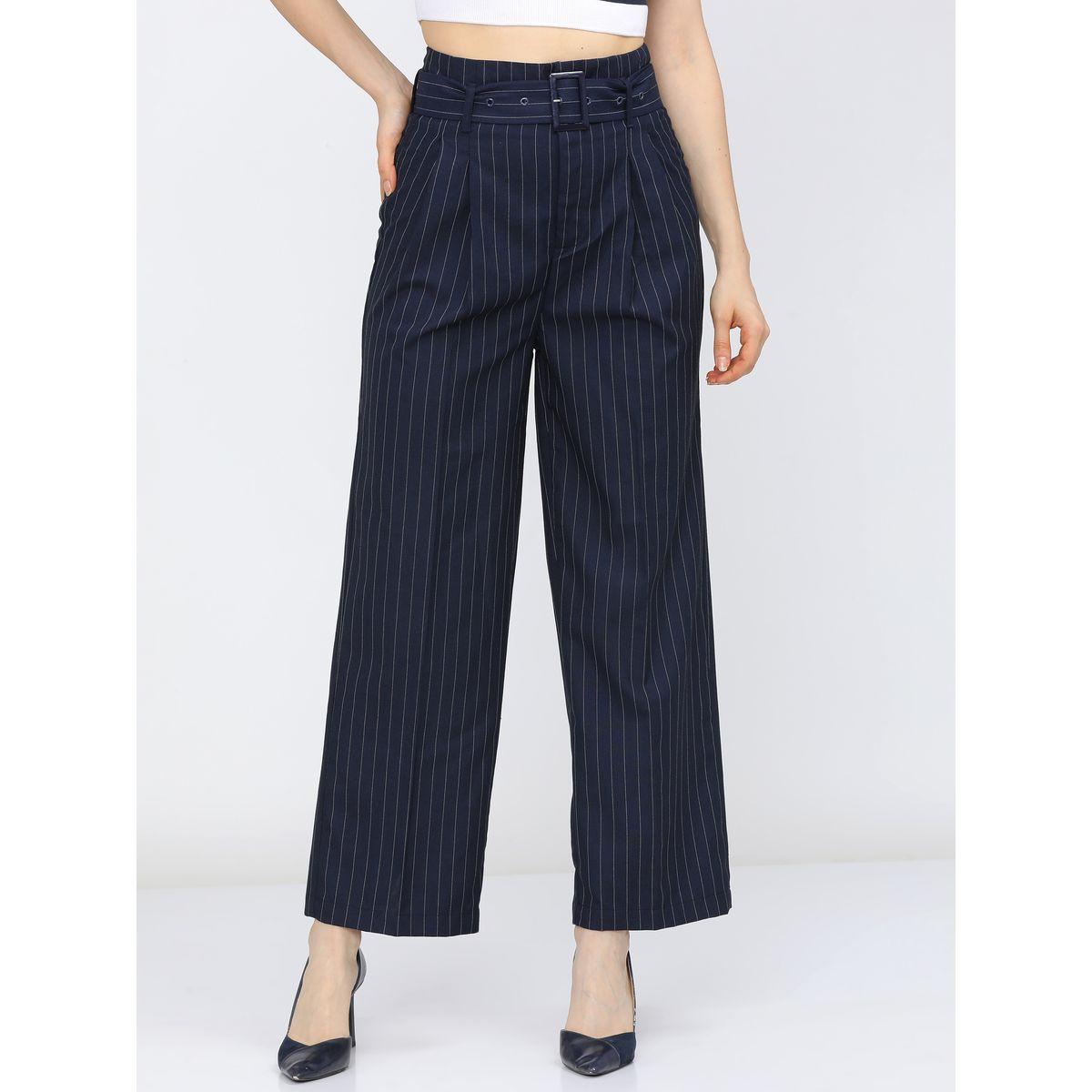 بنطال بتفاصيل محزوزة وكسرات مع حزام طوكيو توكيز × ستايلي-women-clothing-bottoms-trousers-image-1