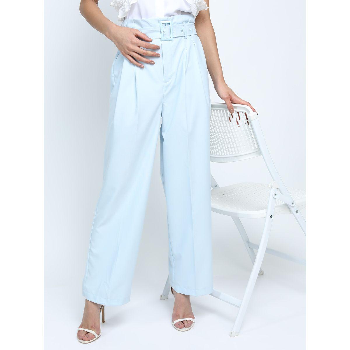 Tokyo Talkies X Styli  Straight Fit Pleated Trouser with Belt-women-clothing-bottoms-trousers-image-1