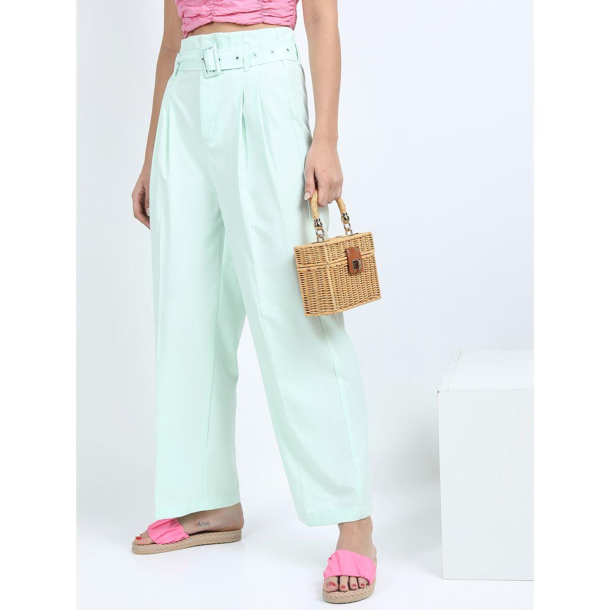 Tokyo Talkies X Styli  Straight Fit Pleated Trouser with Belt-women-clothing-bottoms-trousers-image-1