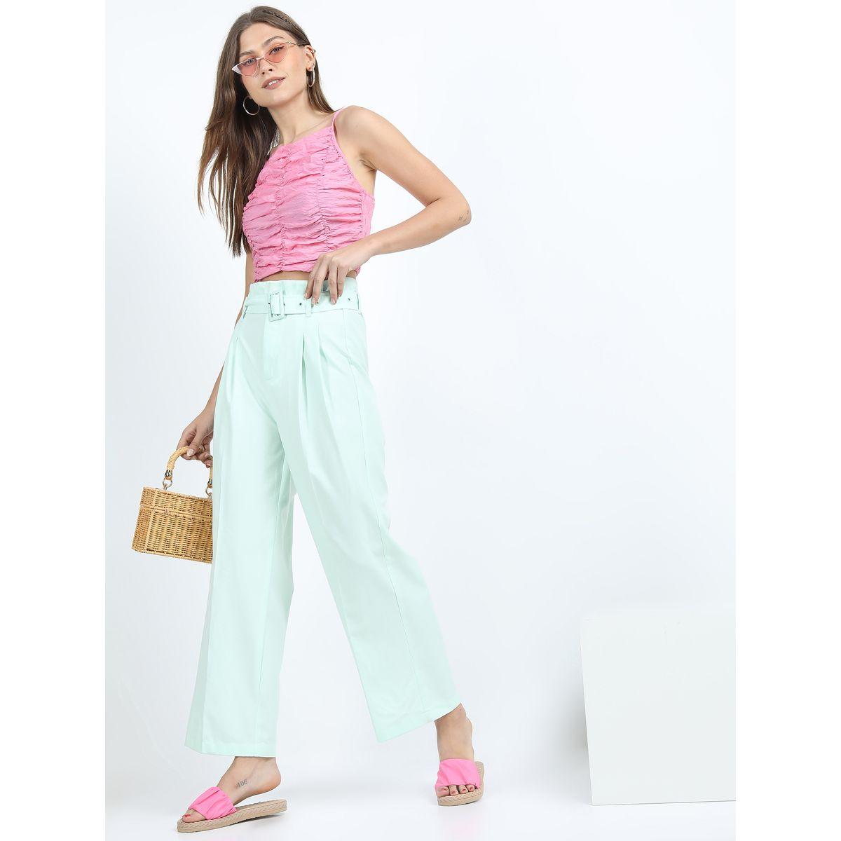 Tokyo Talkies X Styli  Straight Fit Pleated Trouser with Belt-women-clothing-bottoms-trousers-image-2