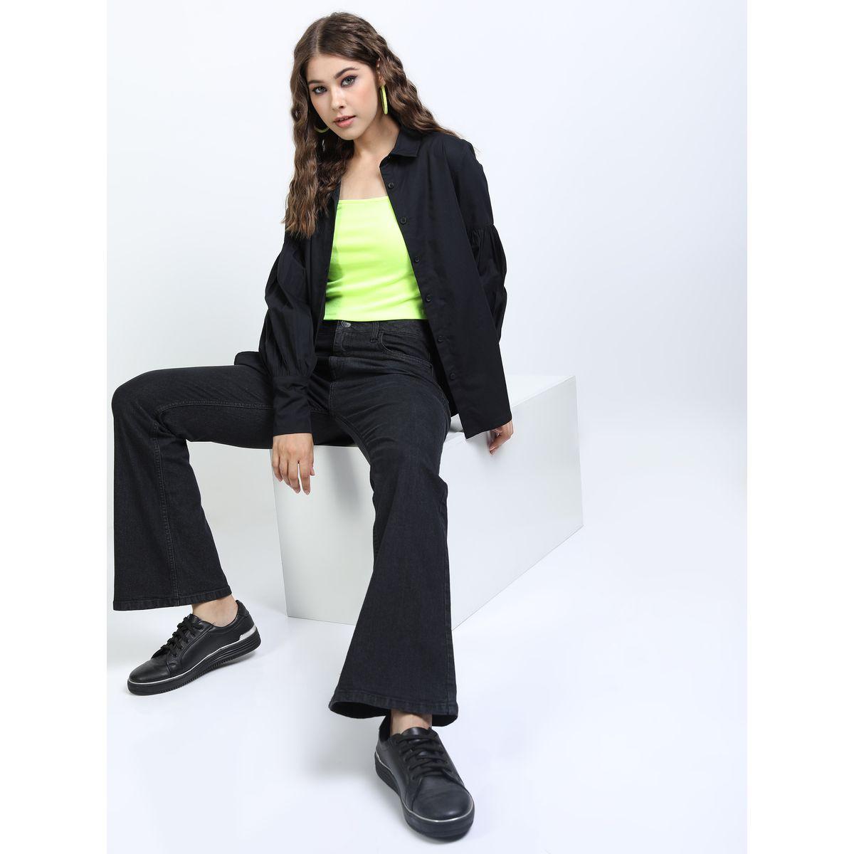 Tokyo Talkies X Styli  Casual Cotton Shirt with Bishop Sleeves-women-clothing-shirtsandblouses-shirts-image-2
