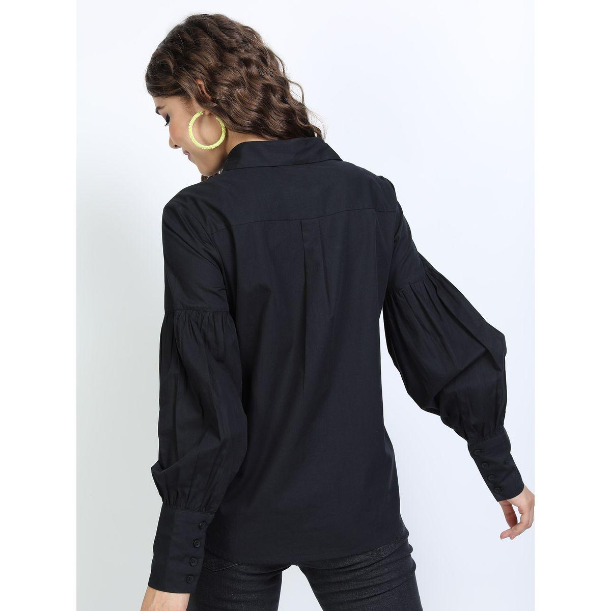 Tokyo Talkies X Styli  Casual Cotton Shirt with Bishop Sleeves-women-clothing-shirtsandblouses-shirts-image-3