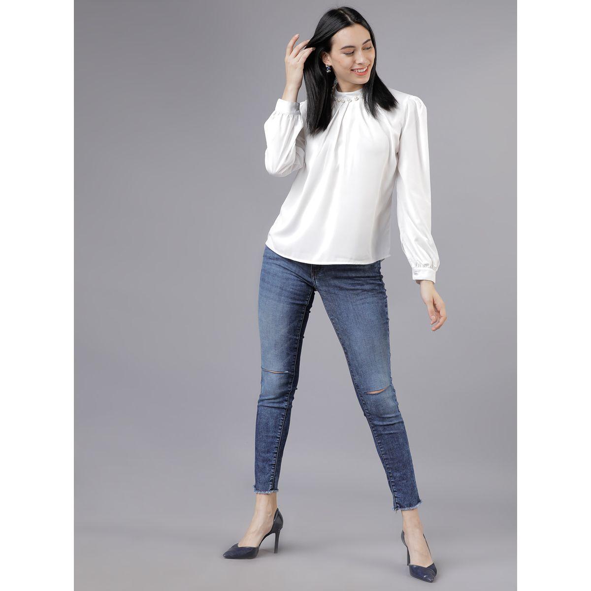 Tokyo Talkies X Styli  Solid A-Line Top with Long Sleeves and High Neck-women-clothing-shirtsandblouses-blouses-image-2