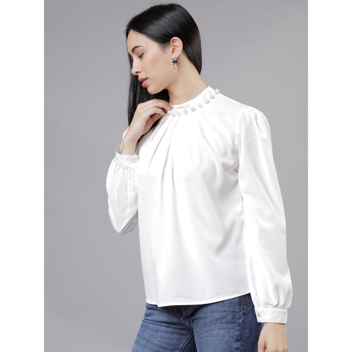 Tokyo Talkies X Styli  Solid A-Line Top with Long Sleeves and High Neck-women-clothing-shirtsandblouses-blouses-image-4