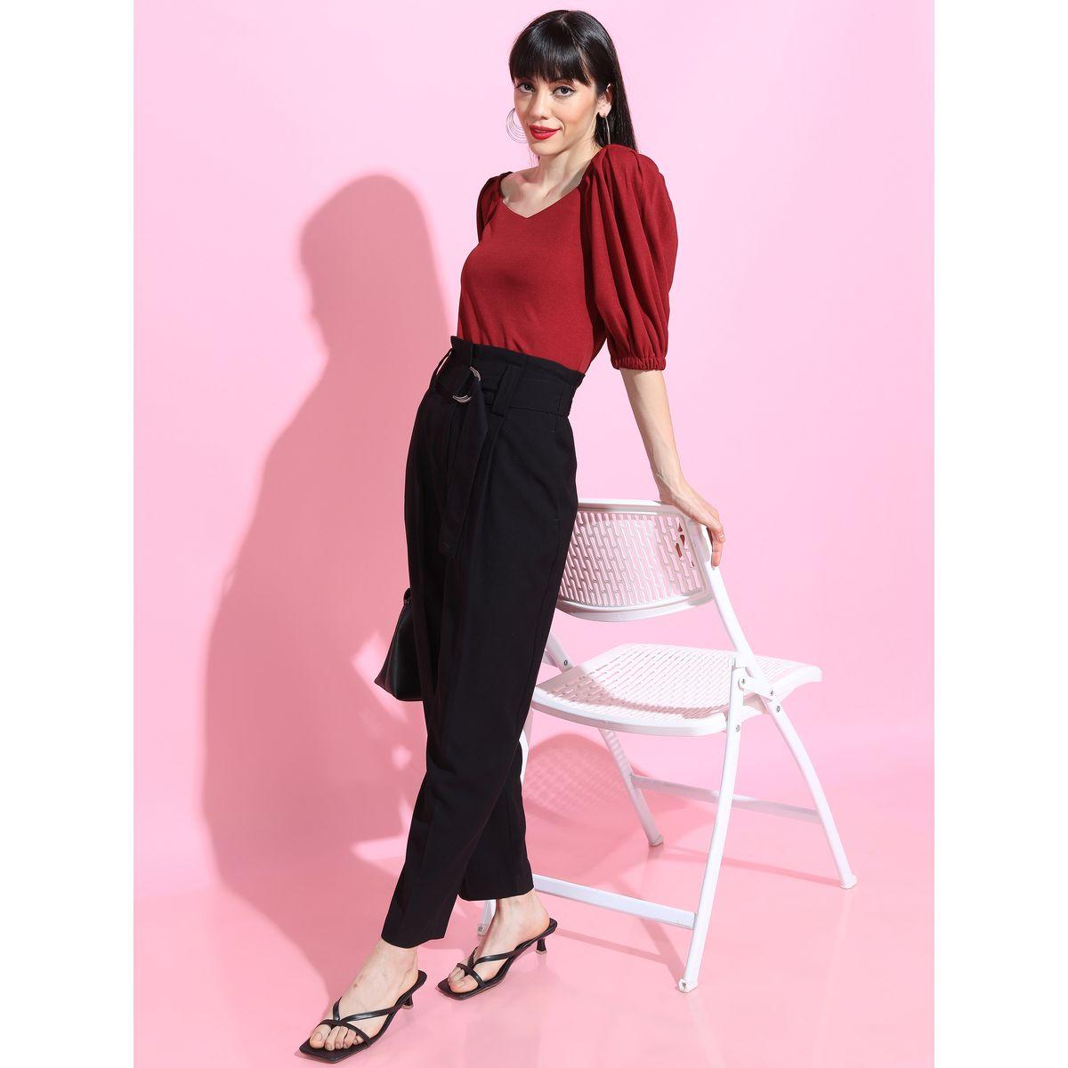 بلوزة كريب بياقة على شكل قلب واكمام منفوخة طوكيو توكيز × ستايلي-women-clothing-shirtsandblouses-blouses-image-2