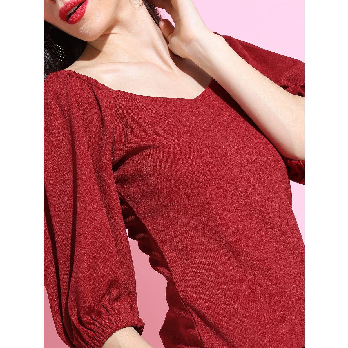 بلوزة كريب بياقة على شكل قلب واكمام منفوخة طوكيو توكيز × ستايلي-women-clothing-shirtsandblouses-blouses-image-4