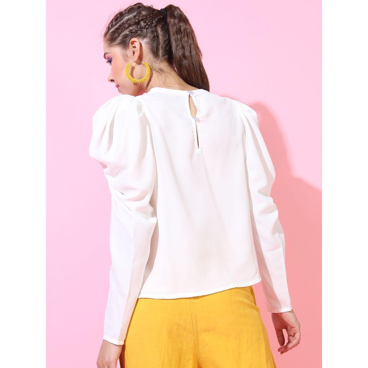 بلوزة سادة بقصة عادية واكمام منفوخة طوكيو توكيز × ستايلي-women-clothing-shirtsandblouses-blouses-image-3