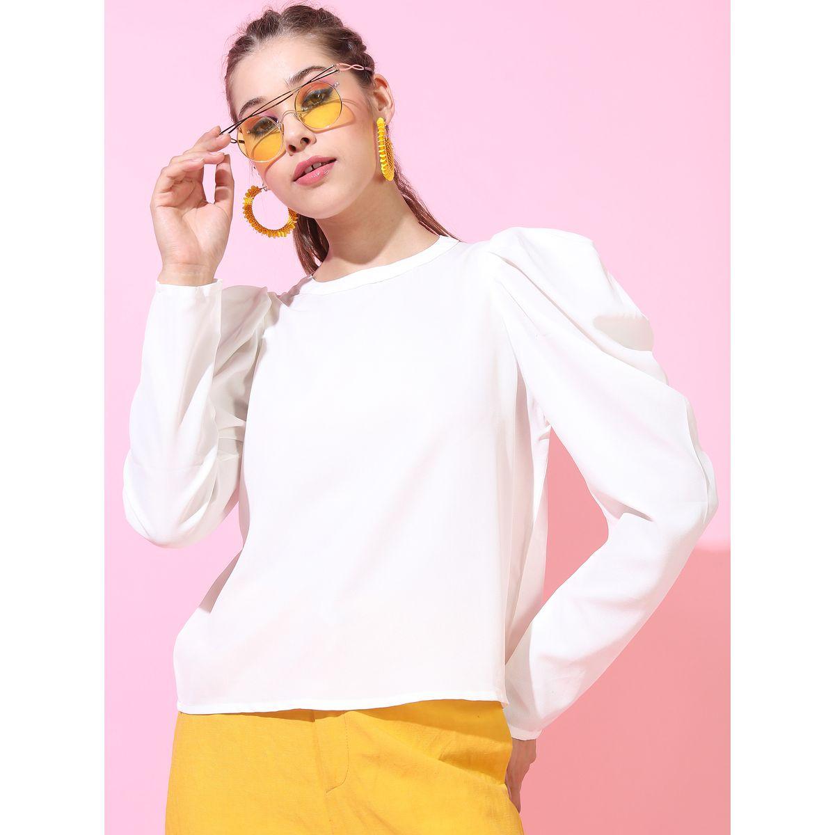 بلوزة سادة بقصة عادية واكمام منفوخة طوكيو توكيز × ستايلي-women-clothing-shirtsandblouses-blouses-image-5