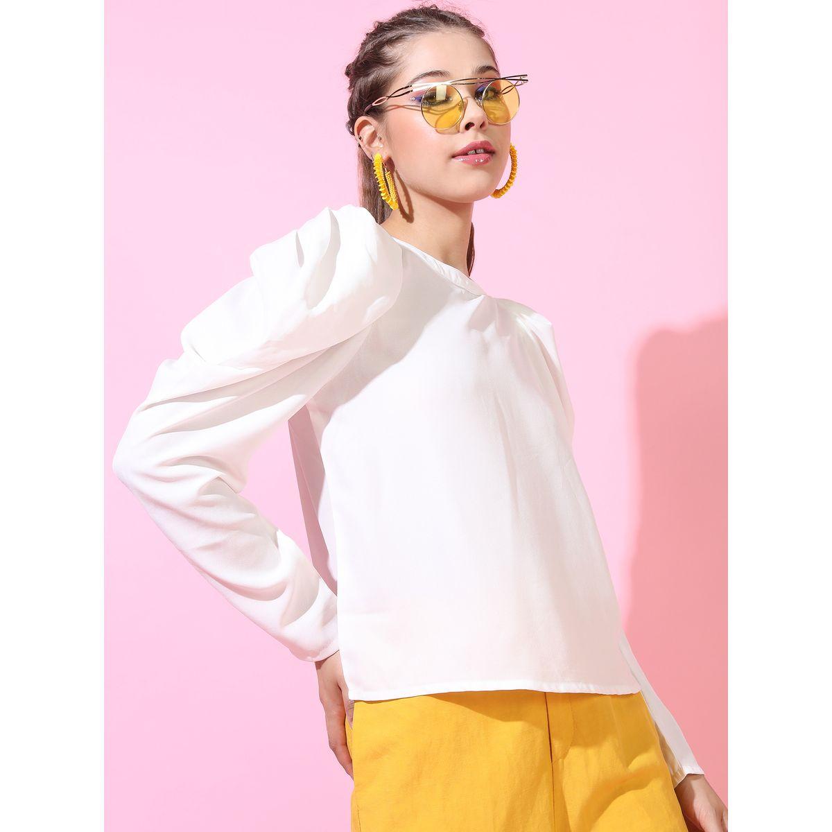 بلوزة سادة بقصة عادية واكمام منفوخة طوكيو توكيز × ستايلي-women-clothing-shirtsandblouses-blouses-image-7