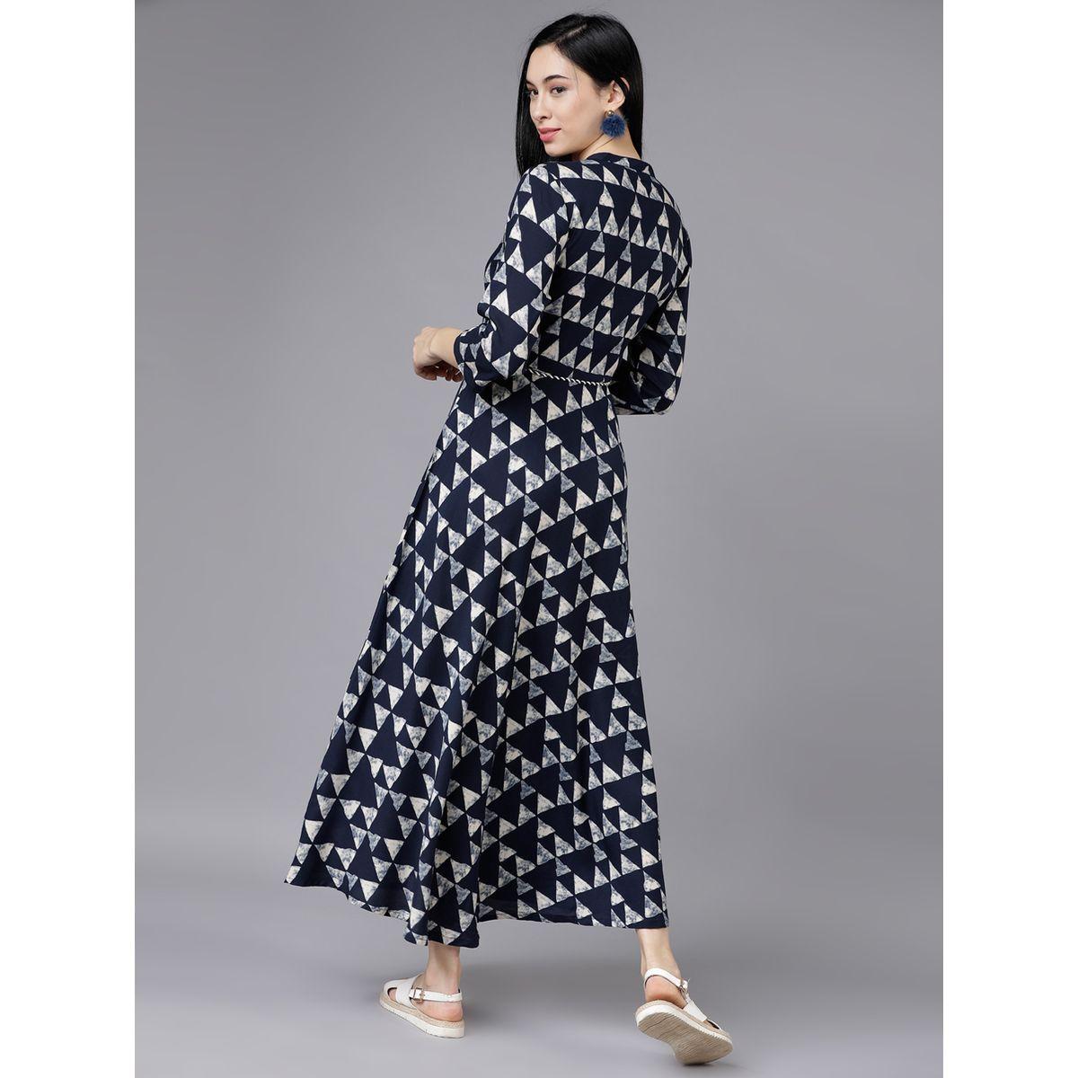 Vishudh X Styli  Geometric Print Shirt Maxi Dress with String Detail-women-clothing-dresses-image-3