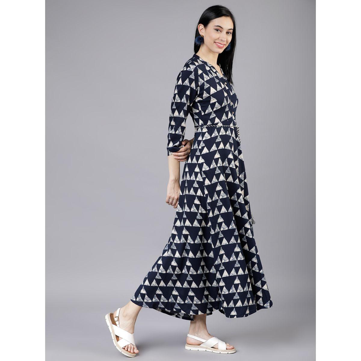 Vishudh X Styli  Geometric Print Shirt Maxi Dress with String Detail-women-clothing-dresses-image-4